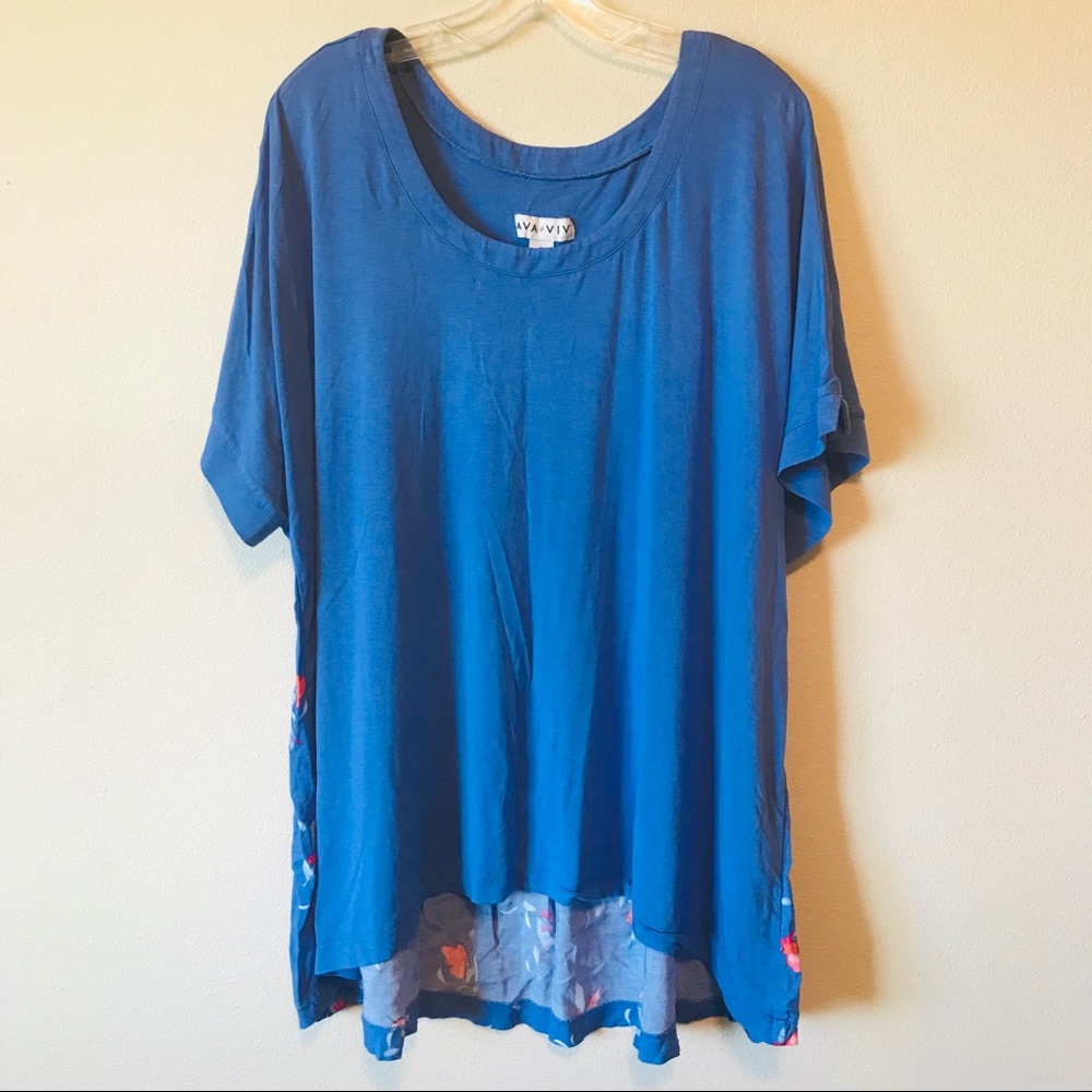 Blue Floral Hi Lo Top
